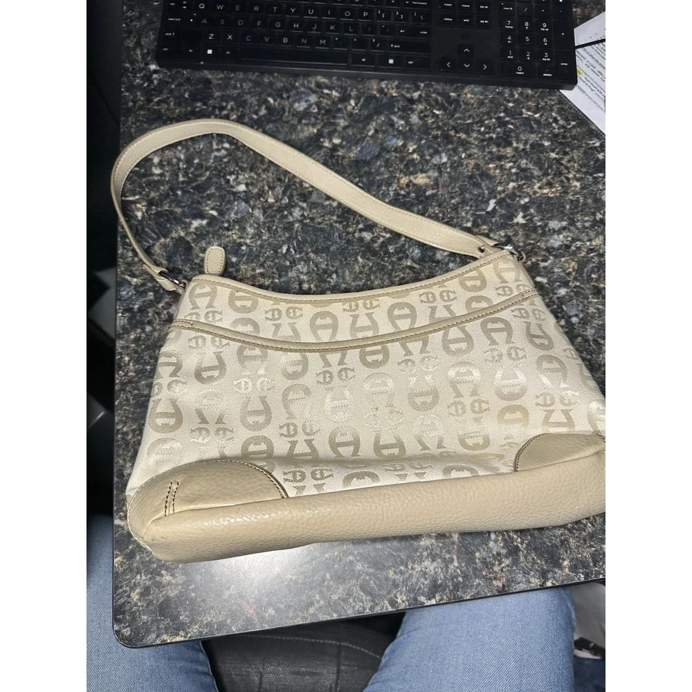 ETIENNE AIGNER Cream Taupe Vegan‎ Shoulder Bag Purse